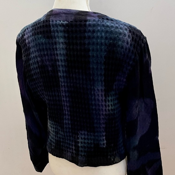 Nadya Cotton Waffle Weave Purple, Blue & Black Hand-dyed Jacket, sz S (1) - Picture 9 of 12